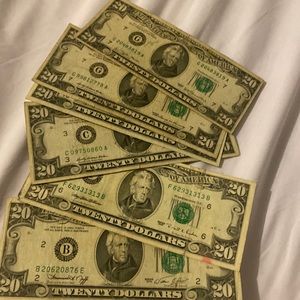 Old 20 dollars bills 1977/1969/19741995